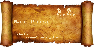 Marer Ulrika névjegykártya